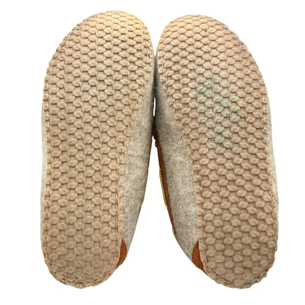 Lands’ End | Men | Wool Felt Suede Leather Brown Cozy Moccasin Slippers | 10 D